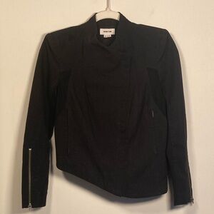Helmut Lang Black Sheer Moto Jacket Size Small Asymmetrical Cropped Biker Rocker